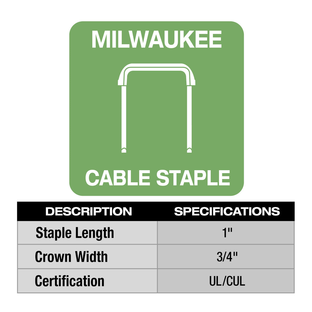 Milwaukee MNM1-600 1" Insulated Cable Staples