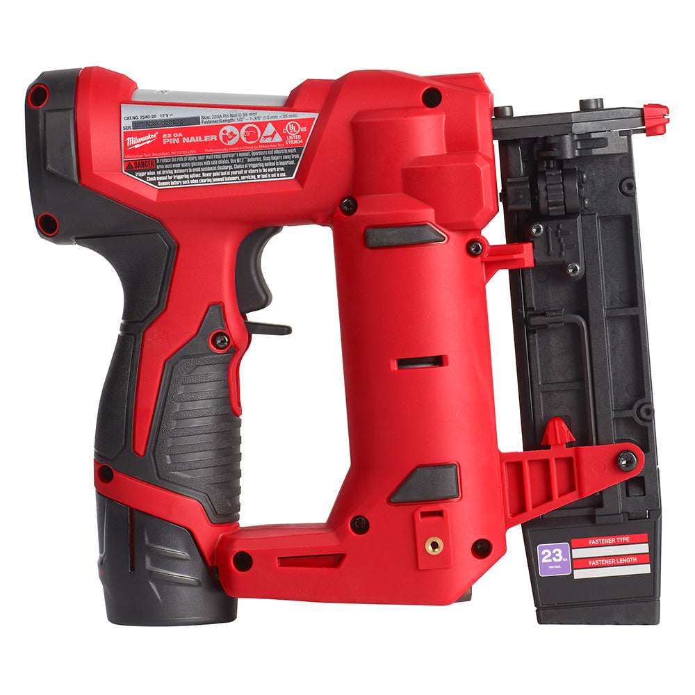 Milwaukee 2540-21 -M12™ 23 Gauge Pin Nailer Kit