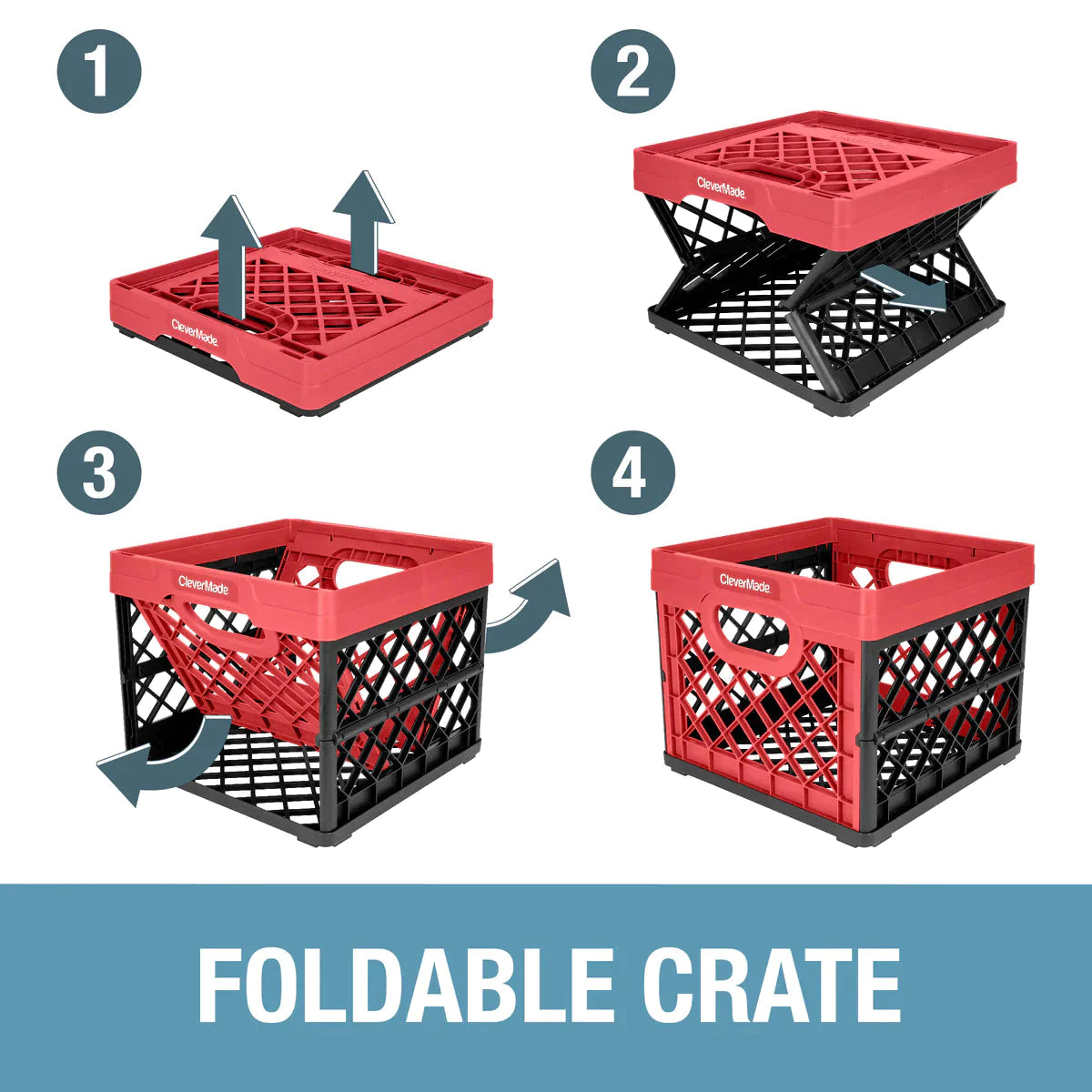 CLEVERMADE, Red Collapsible Storage Crate - 25L 044105040