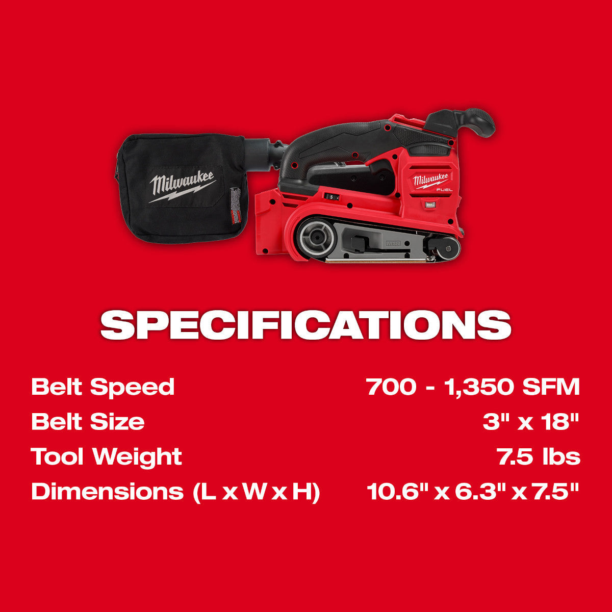 Milwaukee 2832-20  -  M18 FUEL™ 3"x18" Belt Sander