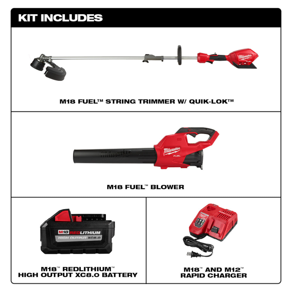 Milwaukee  3000-21  -  M18-QUIK LOK String Trimmer and Blower Combo Kit