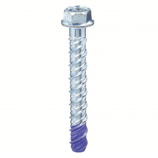 Hex 7224SD Washer Screw Anchor, 3/8 in Dia. x 3 in, Steel, Zinc Plated Fastener Finish