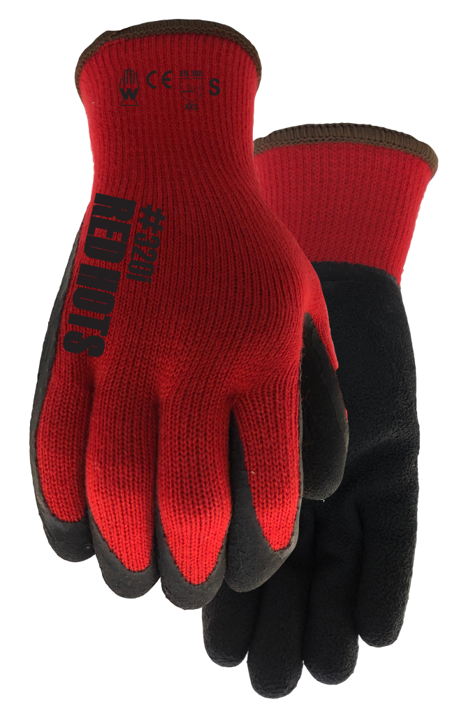 Watson 320I-XL Size 9 Red Hots Sandy Rubber Latex Palm Coated Fleece Lined Winter Glove