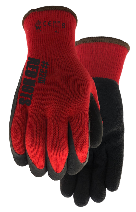 Watson 320I-XL Size 9 Red Hots Sandy Rubber Latex Palm Coated Fleece Lined Winter Glove