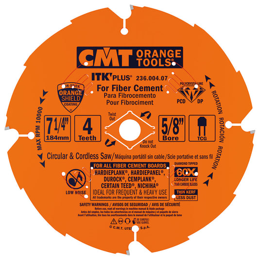 CMT 236.004.07-X10  -  7-1/4" (Diamond) Fiber Cement Blade (10pk bulk)