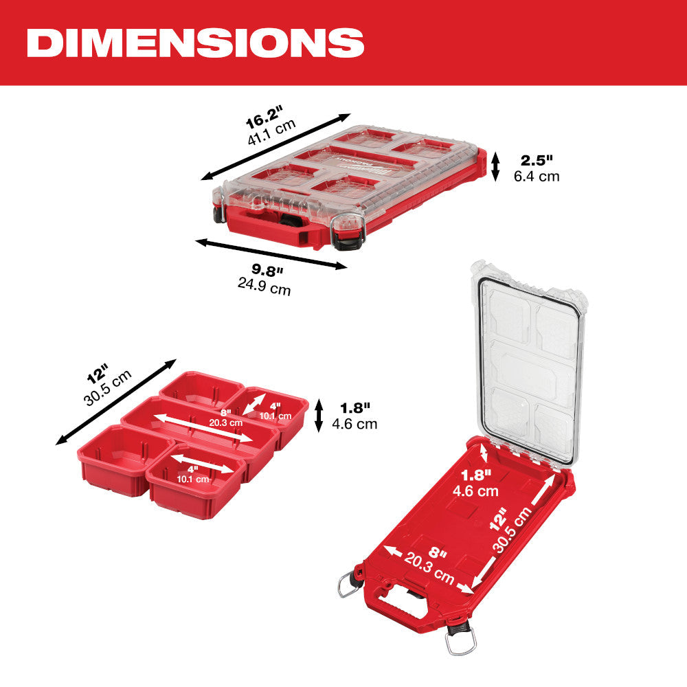 Milwaukee, 48-22-8436 PACKOUT Compact Low-Profile Small Parts Organizer 75089