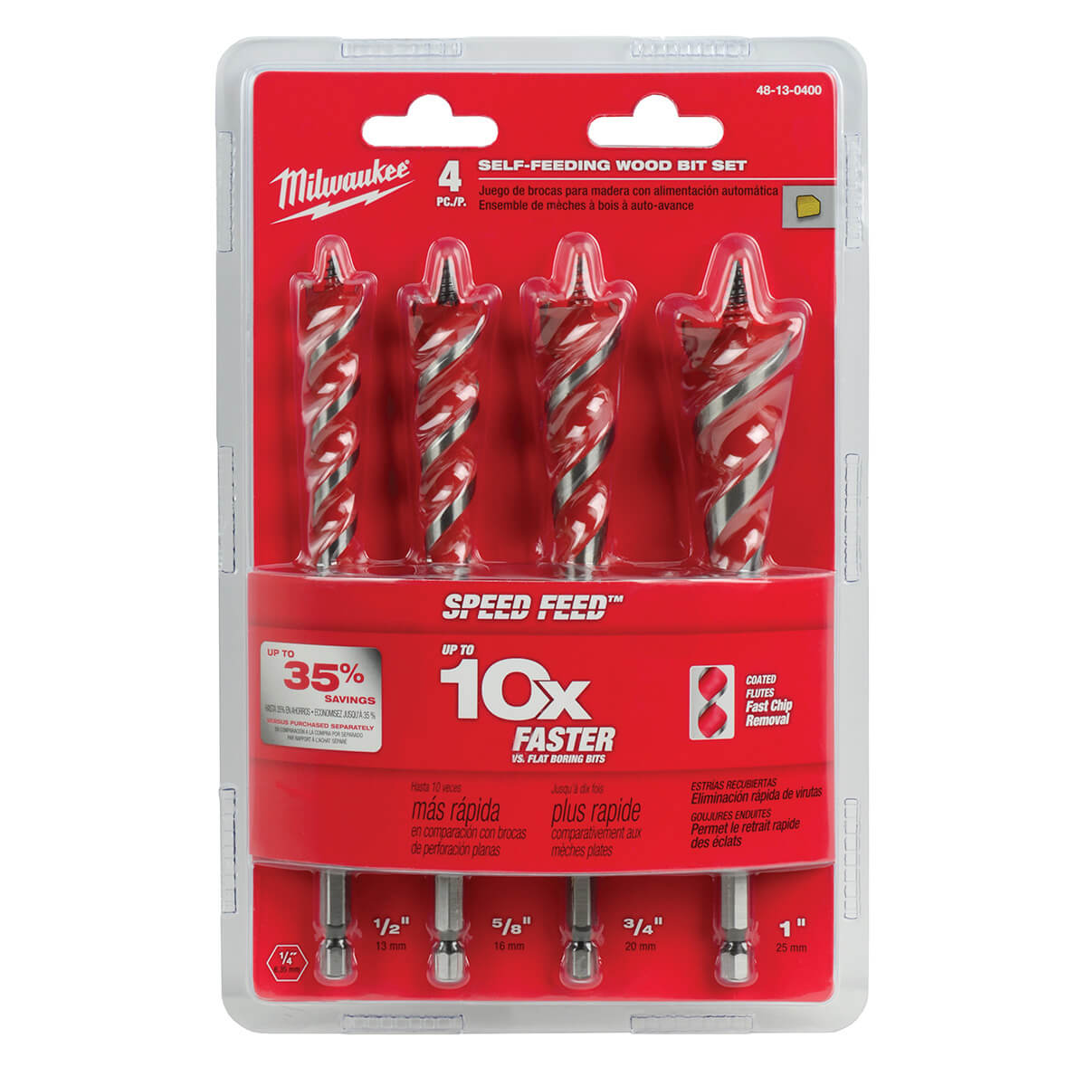 Milwaukee  48-13-0400 - SPEED FEED™ Wood Bit 6-1/2" Set - 4 PC