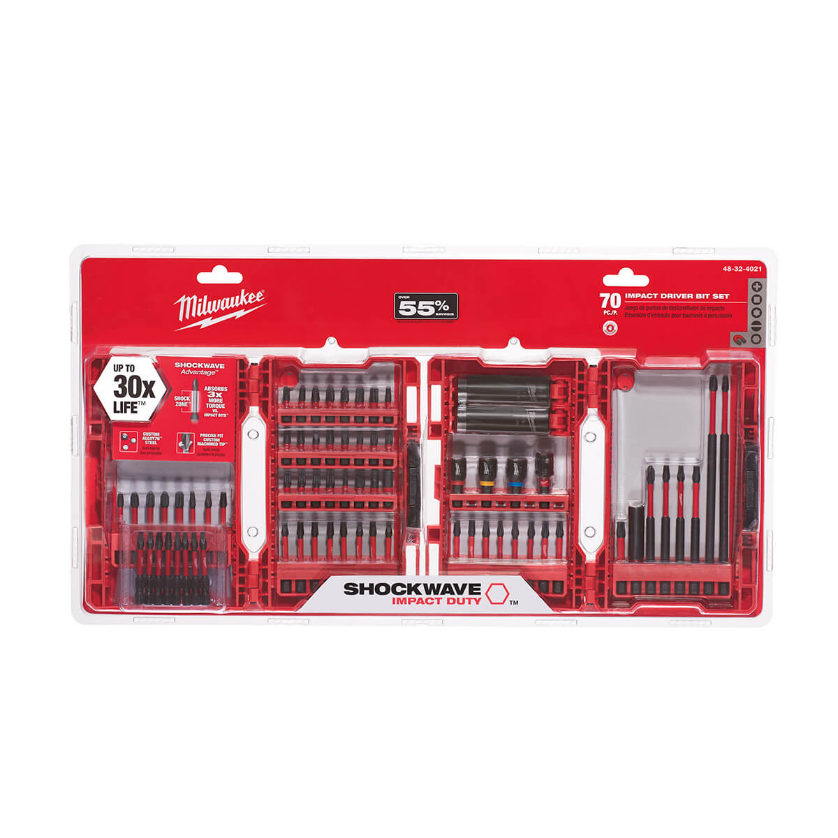 Milwaukee™ (48-32-4021) 70 Piece Milwaukee Shockwave Impact Duty Driver Bit Set