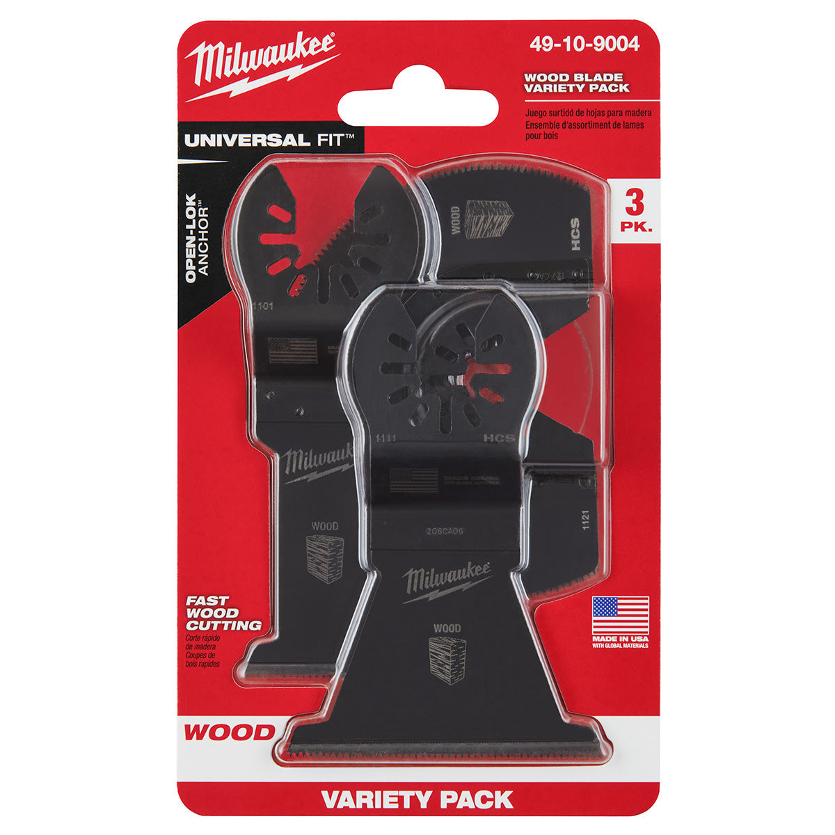 Milwaukee 49-10-9004 Milwaukee® OPEN-LOK™ 3PC WOOD CUTTING MULTI-TOOL BLADE VARIETY PACK