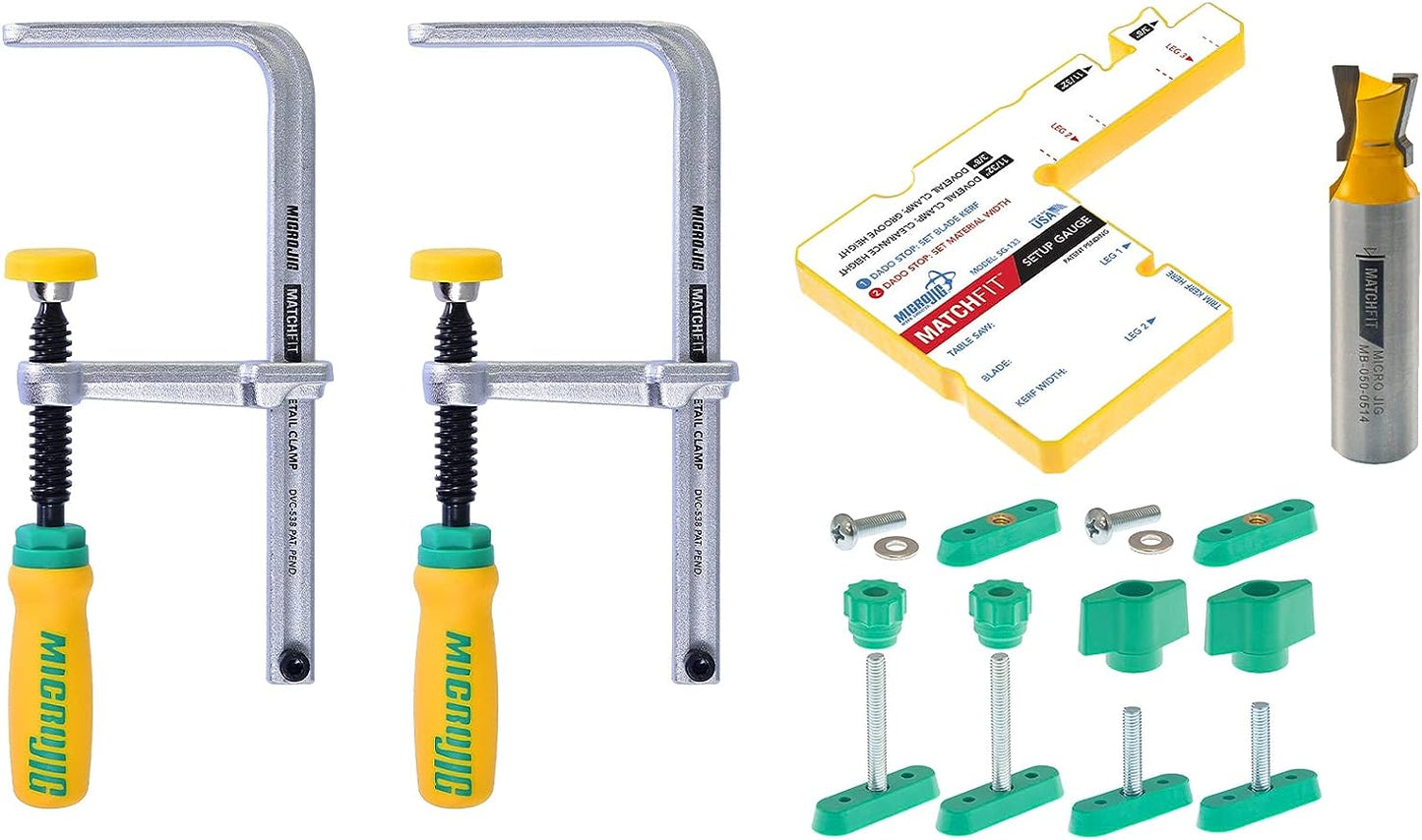 MICRO JIG MATCHFIT Dovetail Clamp Pro, Green/Yellow/Silver, DVC-1177K2