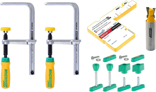 MICRO JIG MATCHFIT Dovetail Clamp Pro, Green/Yellow/Silver, DVC-1177K2