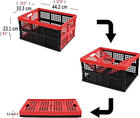 CLEVERMADE, Red Collapsible Storage Crate 45L 044105060