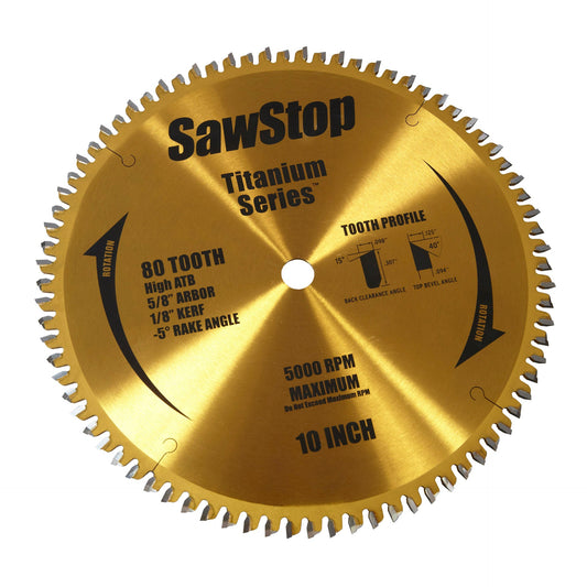 SAWSTOP BTS-P-80HATB  -  TITANIUM SERIES PREMIUM 80-TOOTH BLADE