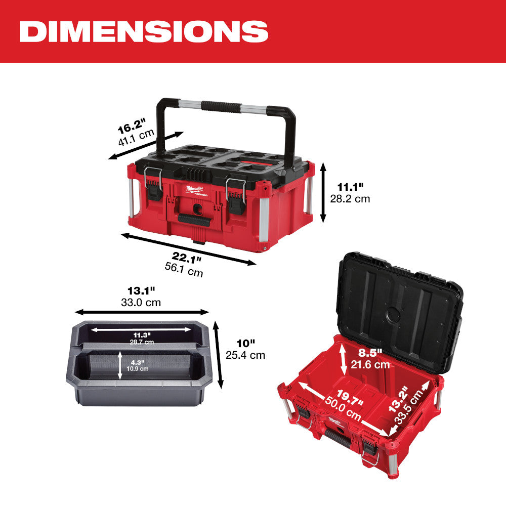 Milwaukee, 48-22-8425 22 in. PACKOUT Large Tool Box 011129150