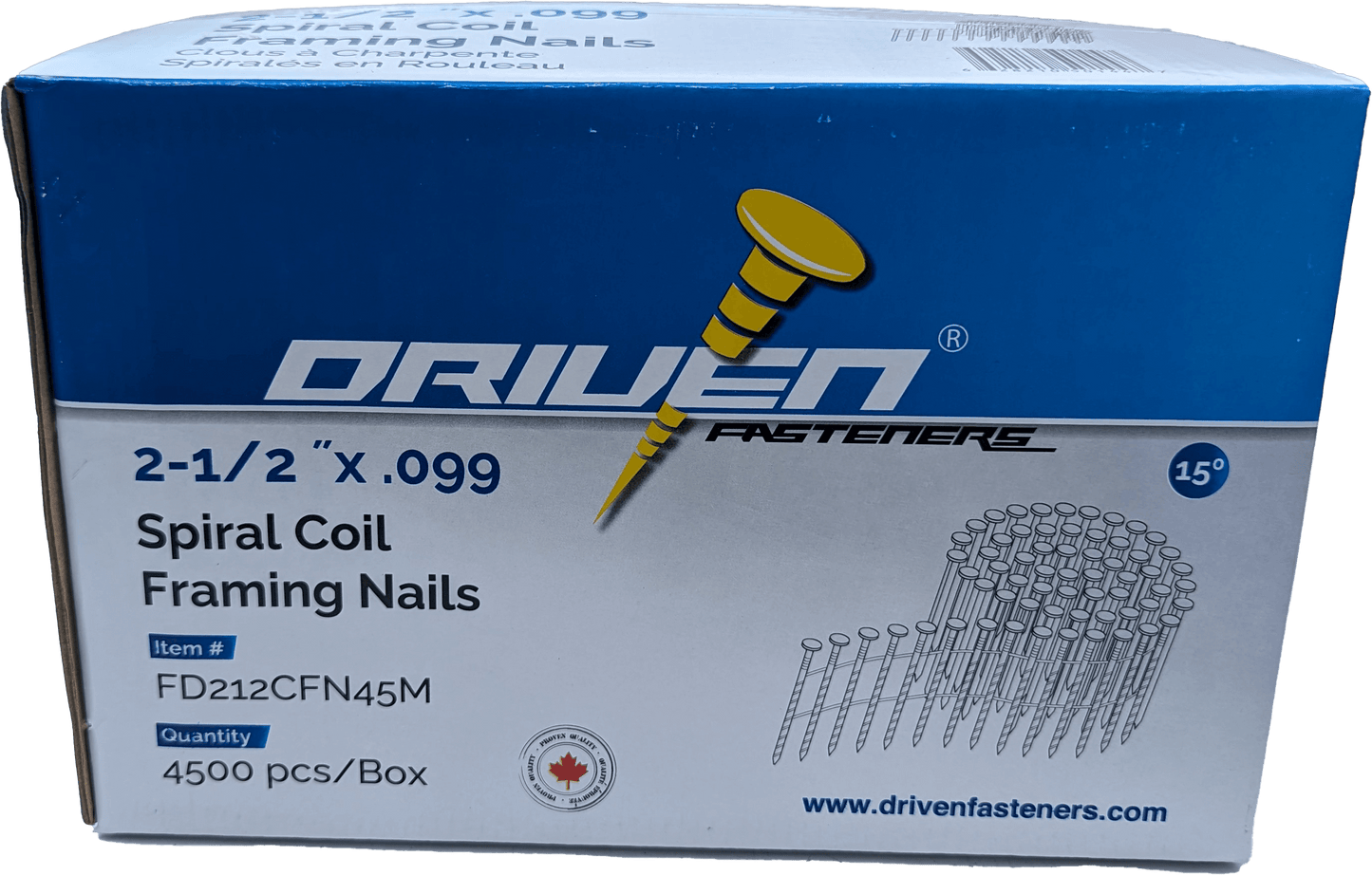 Five Dimensions FDC212-4.5M - 2'-1/2' Sprial Shank Coil Nails .099 4.5M