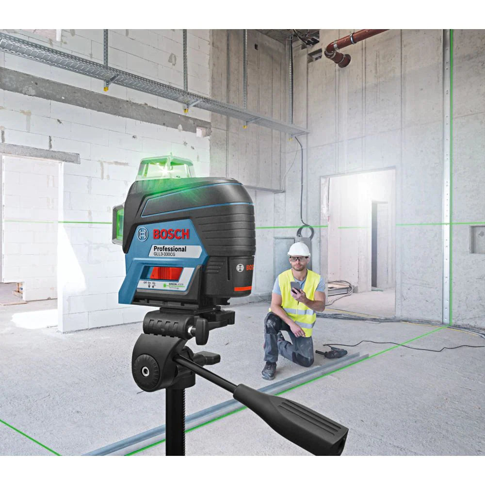 Bosch GLL3-330CG - 12V Max 360⁰ Connected Green-Beam Three-Plane Leveling and Alignment-Line Laser Kit with (1) 2.0 Ah Battery