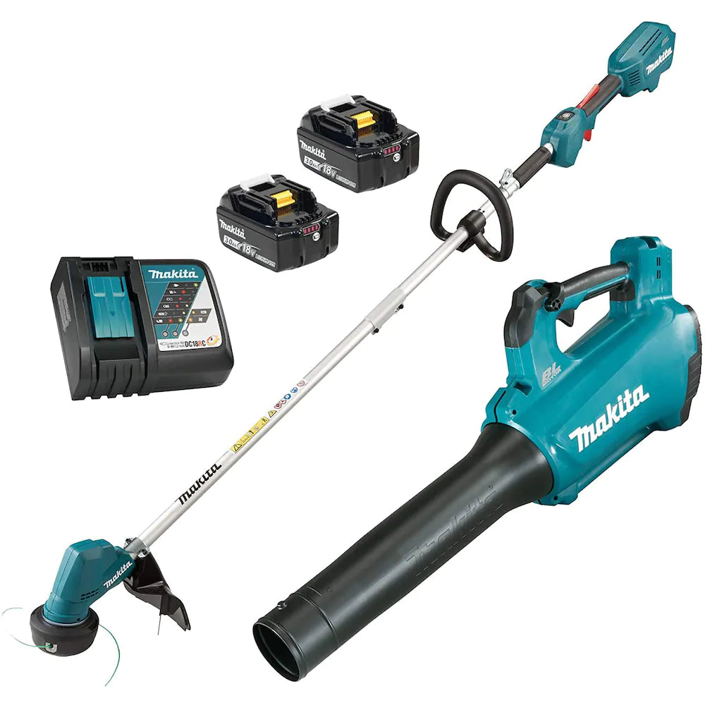 Makita DLX2398  -  18V LXT Brushless 2PC Combo (3.0 Ah) Kit DUR192LZ + DUB184Z + BL1830B x 2 + DC18