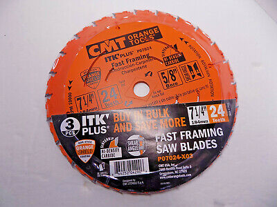 CMT P07024-X03  -  7-1/4’’ 24T FAST FRAMING Blade (3pk)